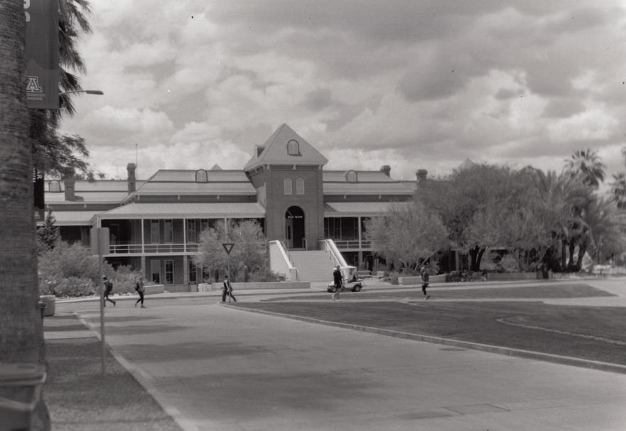 Voigtlander Bessa 6x9 format print enlarged to 8x10 of The University of Arizona's oldest building, Old Main